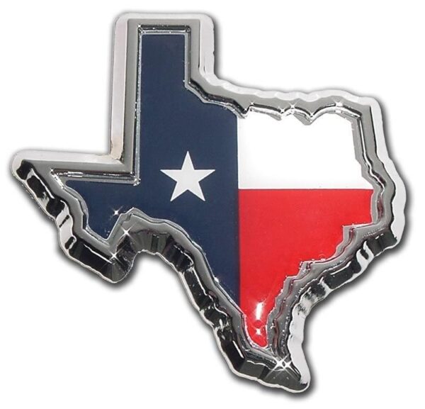 Texas Shape Chrome and Color Car Emblem