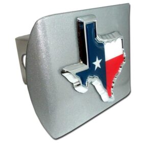 Texas State Shape with Color Brushed Chrome Hitch Cover