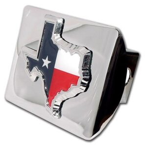 Texas State Shape with Color Shiny Chrome Hitch Cover