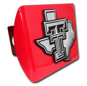 Texas Tech University Chrome State Shaped Red Hitch Cover
