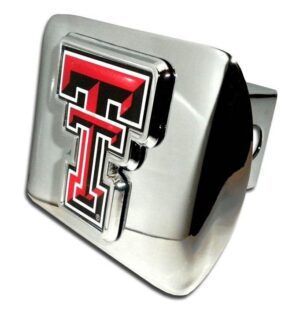 Texas Tech University Double T Color Emblem Shiny Chrome Hitch Cover