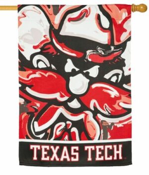 Texas Tech Whimsical Mascot Suede Reflections House Flag