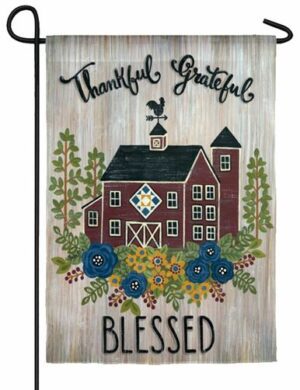 Thankful Grateful Blessed Decorative Strie Fabric Garden Flag
