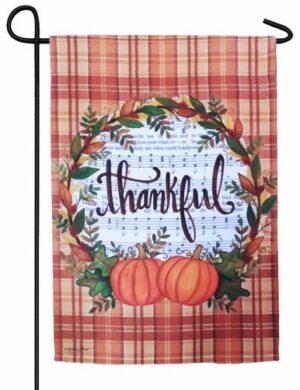 Thankful in Plaid Suede Reflections Garden Flag