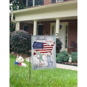 Thanks to All Who Serve Suede Reflections Garden Flag