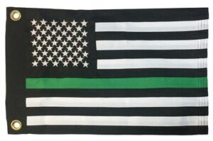Thin Green Line Black and White American 2-Ply Polyester 12x18 Boat Flag