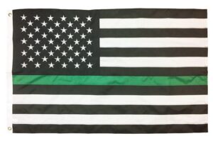 Thin Green Line Black and White American 3x5 Flag Sewn Nylon