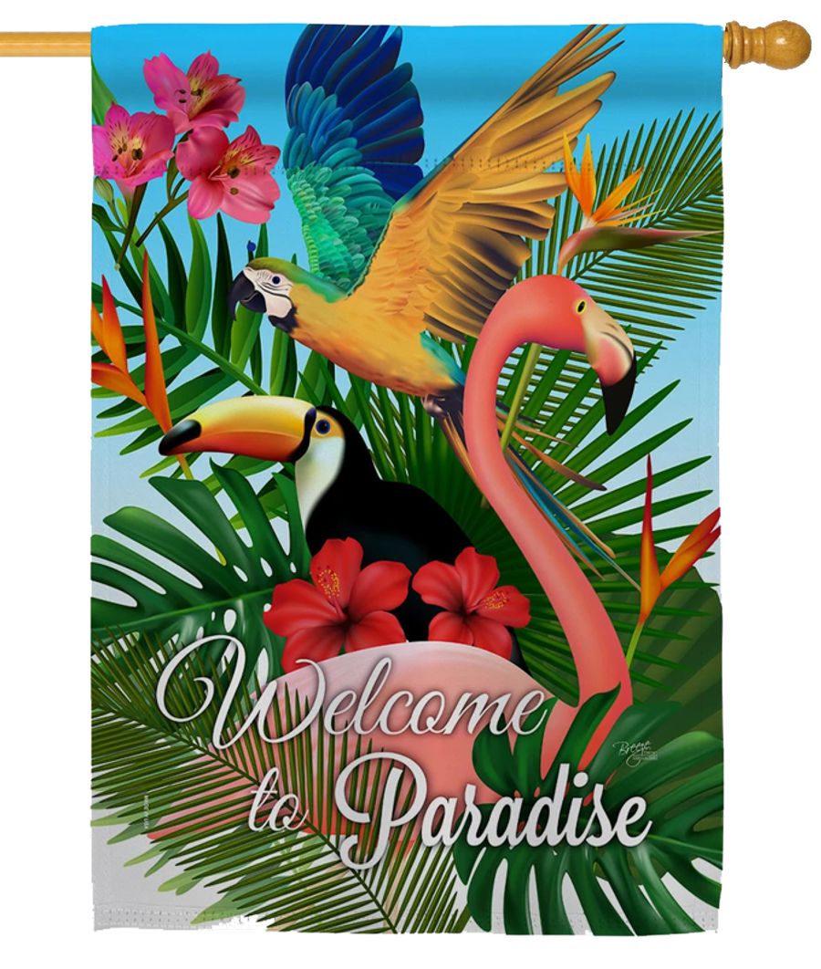 Tropical Bird Paradise Sublimated House Flag - I AmEricas Flags