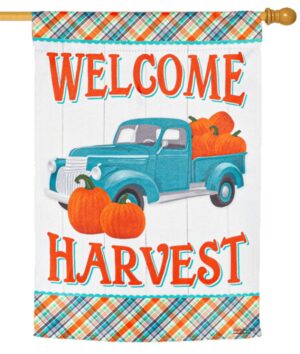 Truck Full of Pumpkins Suede Reflections House Flag