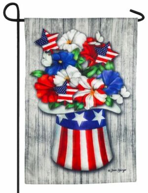 Uncle Sam's Hat with Flowers Decorative Strié Fabric Garden Flag