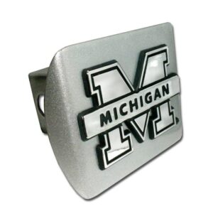University of Michigan Brushed Chrome Hitch Cover