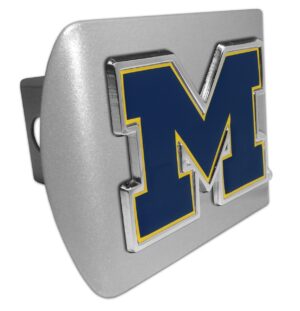 University of Michigan Navy "M" Brushed Chrome Hitch Cover