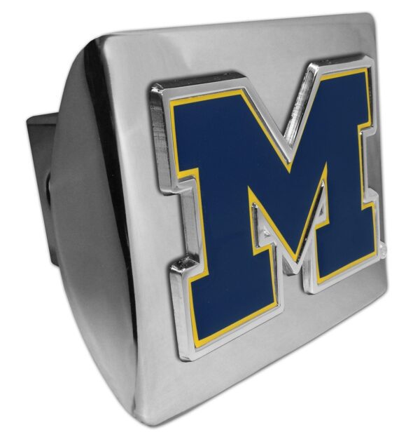 University of Michigan Navy "M" Shiny Chrome Hitch Cover