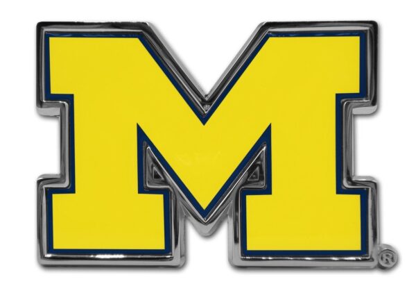 University of Michigan Yellow "M" Chrome and Color Car Emblem