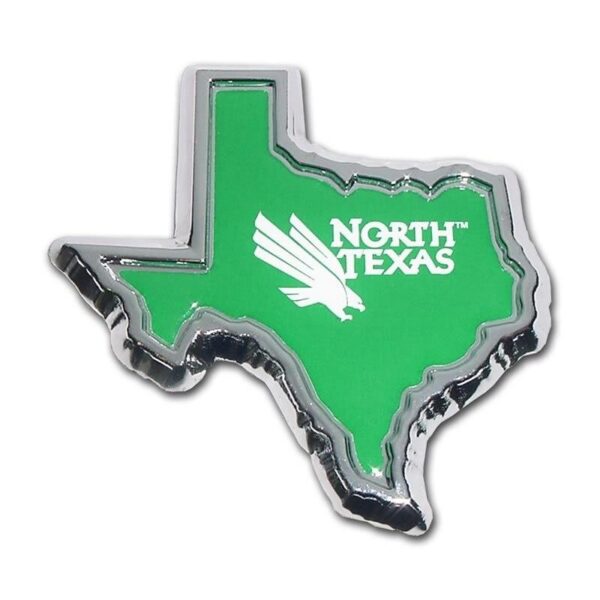 University of North Texas Chrome and Color Texas Shape Car Emblem