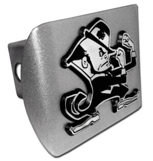 University of Notre Dame Leprechaun Brushed Chrome Hitch Cover