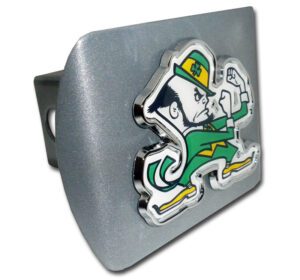 University of Notre Dame Leprechaun with Color Brushed Chrome Hitch Cover