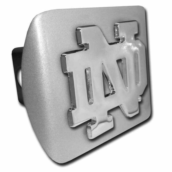 University of Notre Dame ND Brushed Chrome Hitch Cover