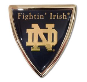 University of Notre Dame Shield Chrome with Color Car Emblem