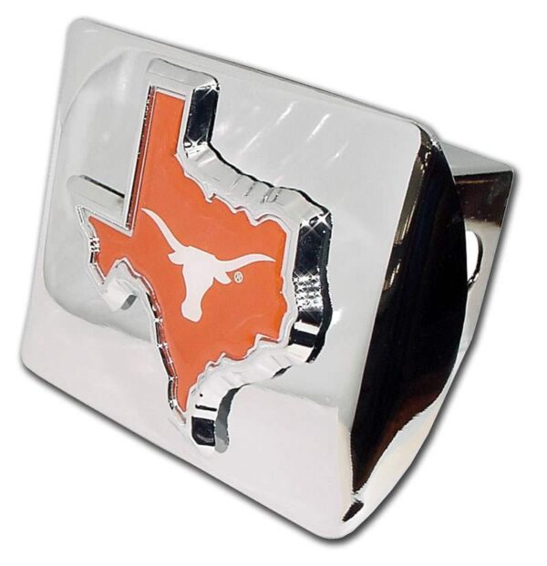 University of Texas Orange State Shape Shiny Chrome Hitch Cover