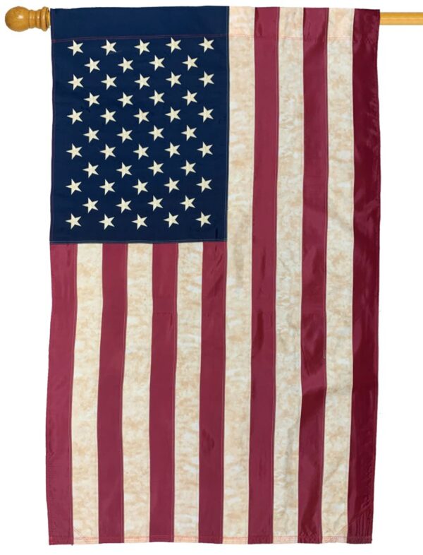 Vintage Antiqued Sewn Nylon 3x5 American Flag w/Sleeve