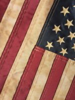 Vintage Antiqued Sewn Nylon American Garden Flag