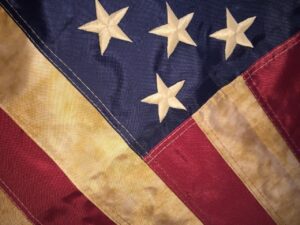 Vintage Antiqued Sewn Nylon American House Flag