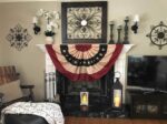 Vintage Antiqued Sewn Nylon Pleated Fan Bunting Indoor Fireplace