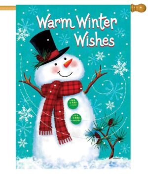 Warm Winter Wishes Snowman House Flag