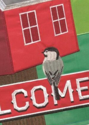 Welcome Barn Birdhouse Double Applique House Flag Detail