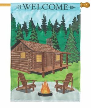 Welcome Cabin Double Applique House Flag