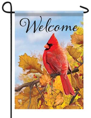 Welcome Fall Cardinal Glitter Garden Flag