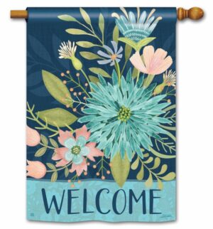 Welcome Floral House Flag
