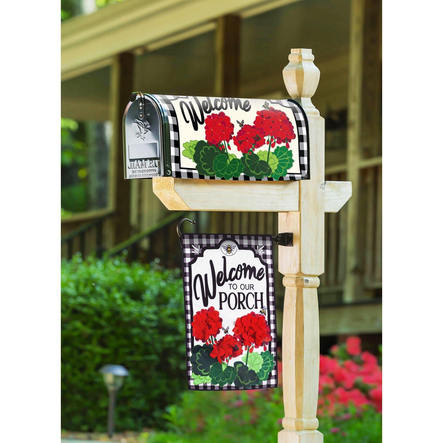 Geranium Plaid Nylon Mailbox Cover I AmEricas Flags