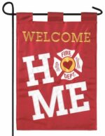 Welcome Home Firefighter Double Applique Garden Flag