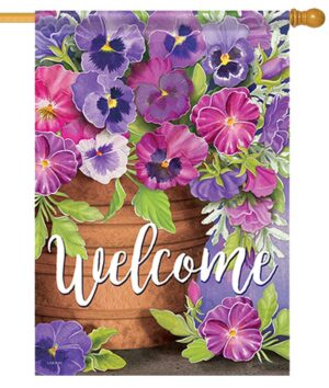 Welcome Pansies House Flag