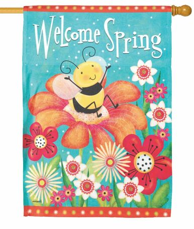 Welcome Spring Bee House Flag