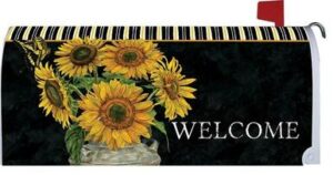 Welcome Sunflowers and Stripes Mailbox Cover