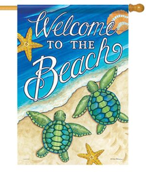 Welcome to the Beach Sea Turtle House Flag