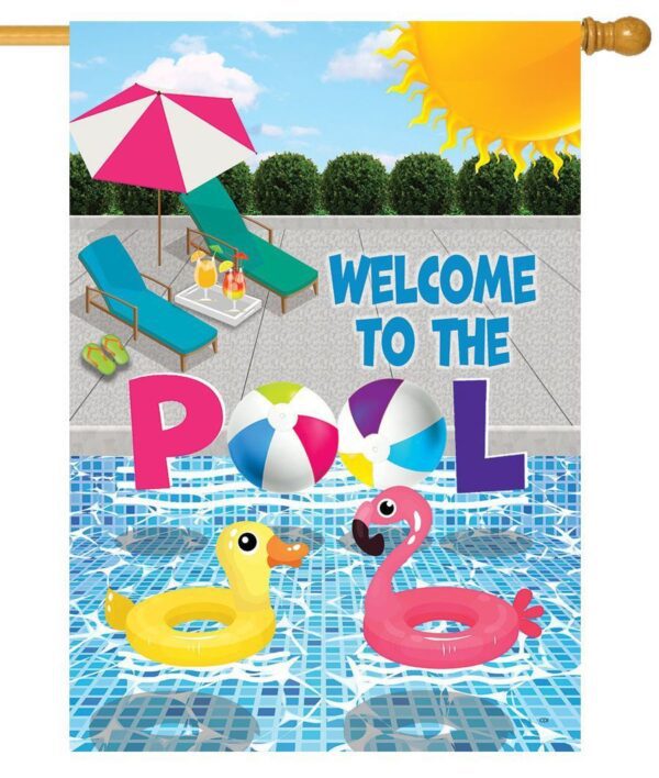Welcome to the Pool Decorative House Flag