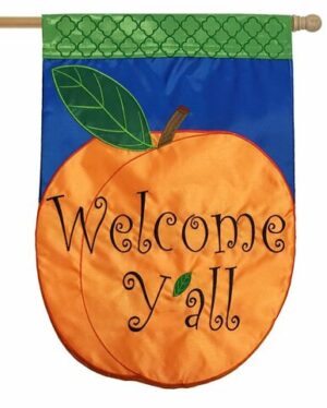 Welcome Y'all Peach Double Applique House Flag