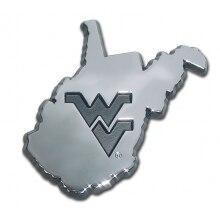 West Virginia University State Shaped Chrome Car Emblem