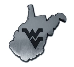 West Virginia University State Shaped Matte Chrome Car Emblem