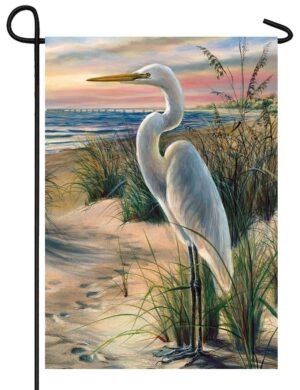 White Egret Garden Flag