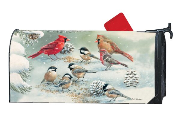Winter Bird Feeding OVERSIZED Mailbox Cover