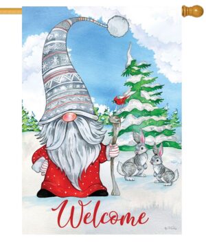 Winter Gnome Welcome House Flag