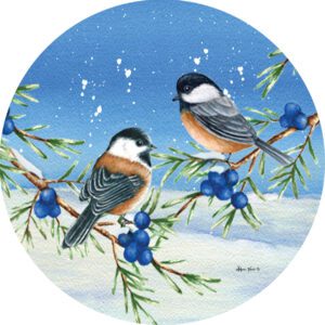 Winter Welcome Chickadees Accent Magnet