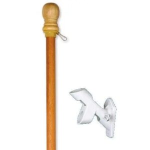 Wood 5ft Flagpole with Rotating Ring and Clip Kit