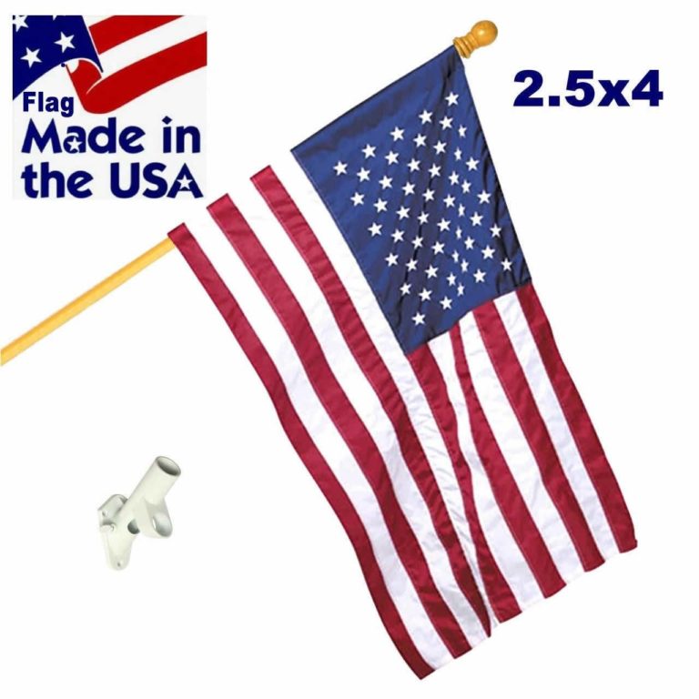 Wood 5ft Pole with Embroidered Nylon Flag Kit I AmEricas Flags