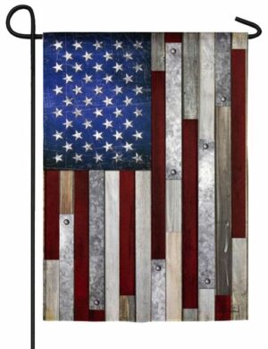 Wood Stripe American Flag Suede Reflections Garden Flag